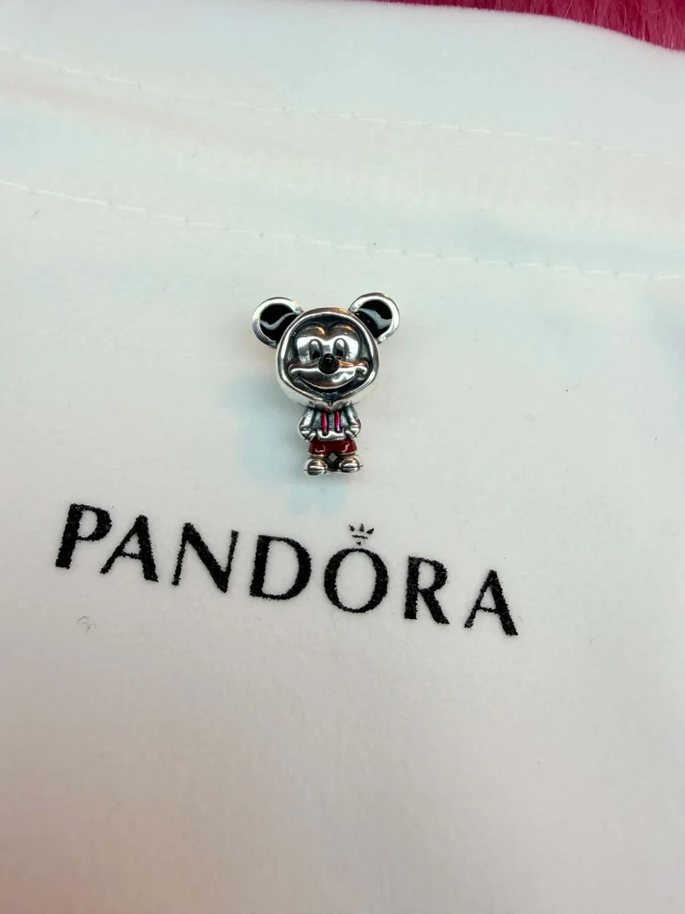 Pandora Silver Mickey Mouse Red Enamel Charm